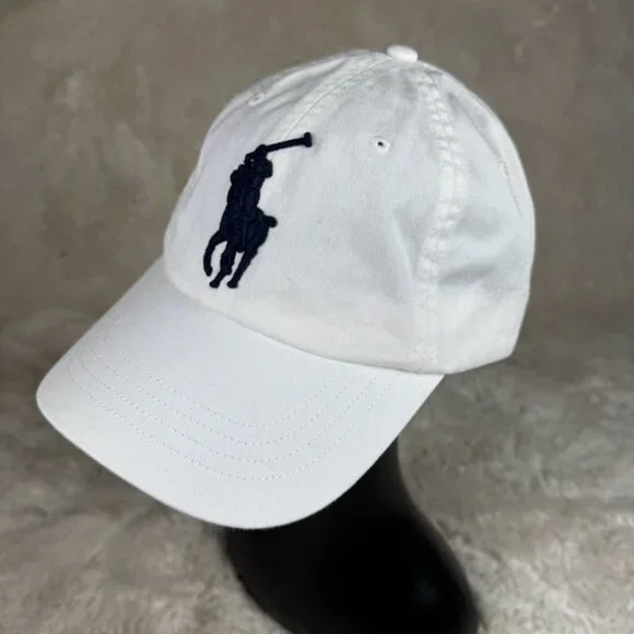 Polo Ralph Lauren Baseball Hat White Big Pony Embroidered OSFA Adjustable Dad - Picture 1 of 6